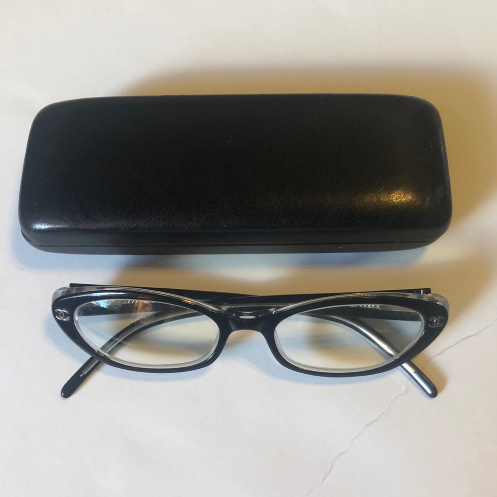 Chanel eyeglasses black plastic small frames, Made in Italy